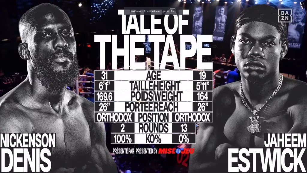 Nickenson Denis vs Jaheem Estwick – Sep 3, 2026